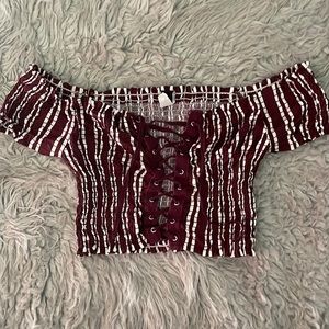 Maroon white striped shirt Windsor